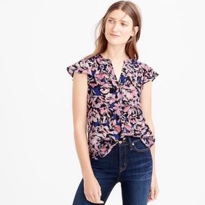 JCrew Floral Print Top